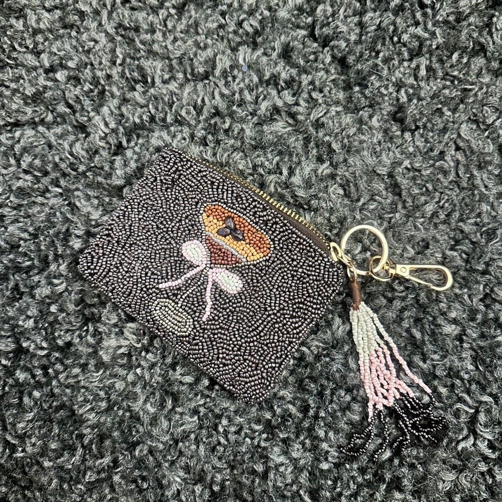 Sincerely Jules espresso martini beaded Coin Purse with Keychain